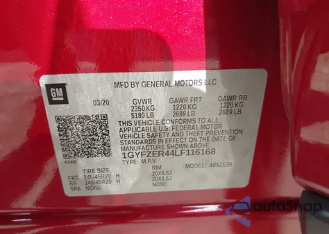 2020 Cadillac Xt4 Fwd Sport z USA, uszkodzony, nr VIN 1GYFZER44LF116168